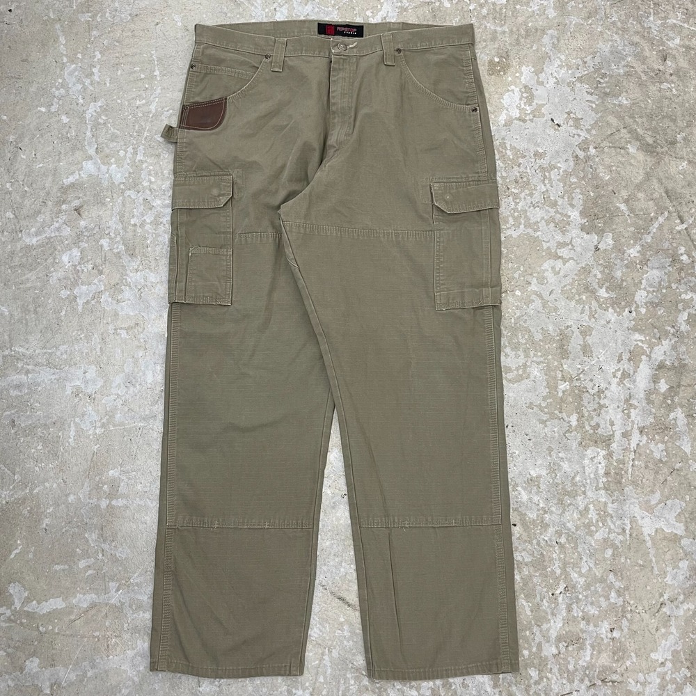 Wrangler Ripstop Pants Mens 40x34 Beige Khaki Cargo Ripstop Work Fits‎ 40x32